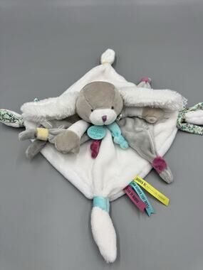 Doudou Baby Puppy Dog Lovey Plush Security Blankey Knotted Corners
